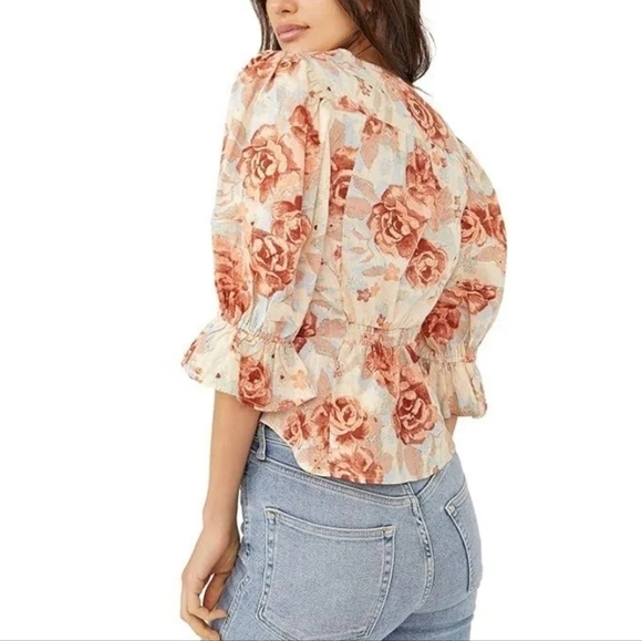 Free People I Found You Floral Top XS - Picture 2 of 7